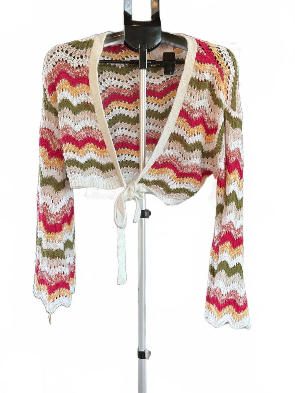 Audrey Parks Crop Cardigan Crochet Top Size Small